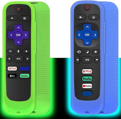 [عبوتان] غطاء جهاز تحكم عن بعد متوافق مع جهاز التحكم عن بعد لتلفزيون Hisense Roku، غلاف Pinowu العالمي مناسب لجهاز التحكم عن بعد Roku Voice/TCL Roku Smart TV Steaming Stick Remote مع حبل (فيروزي + أخضر) in Saudi Arabia
