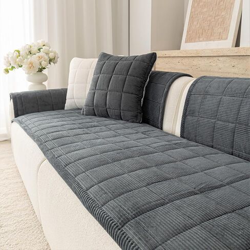 Premium Washable Couch Cover for Dogs, Non Slip Sectional Sofa Protector for L Shape Couch,Dog Couch Cover for Waterproof(1PC/27.6"x70.9",Dark Grey) in Kuwait
