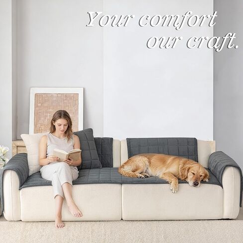 Premium Washable Couch Cover for Dogs, Non Slip Sectional Sofa Protector for L Shape Couch,Dog Couch Cover for Waterproof(1PC/27.6"x70.9",Dark Grey) in Kuwait