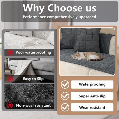 Premium Washable Couch Cover for Dogs, Non Slip Sectional Sofa Protector for L Shape Couch,Dog Couch Cover for Waterproof(1PC/27.6"x70.9",Dark Grey) in Kuwait