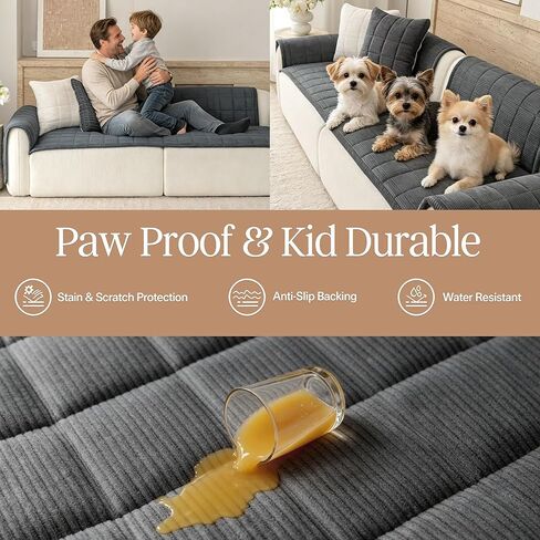 Premium Washable Couch Cover for Dogs, Non Slip Sectional Sofa Protector for L Shape Couch,Dog Couch Cover for Waterproof(1PC/27.6"x70.9",Dark Grey) in Kuwait