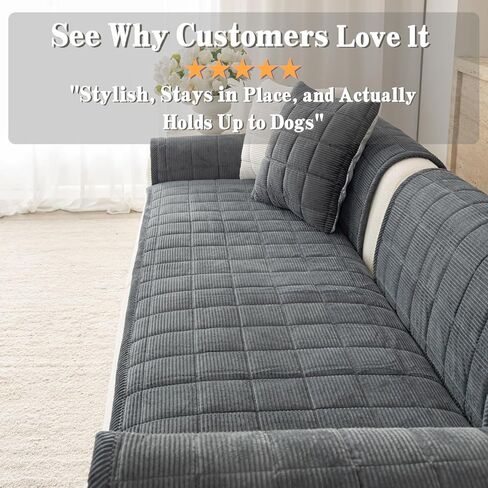 Premium Washable Couch Cover for Dogs, Non Slip Sectional Sofa Protector for L Shape Couch,Dog Couch Cover for Waterproof(1PC/27.6"x70.9",Dark Grey) in Kuwait
