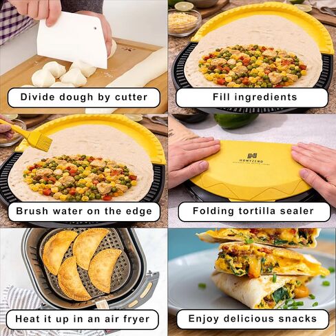 3-in-1 Tortilla Wrap Sealer & Crimper Press – Large Adjustable 6, 8, 10 Inch – Heavy Duty Taco, Quesadilla & Empanada Maker – BPA-Free Tortilla Wrap Sealer, Cutter & Presser for Burritos & Sandwiches in Kuwait