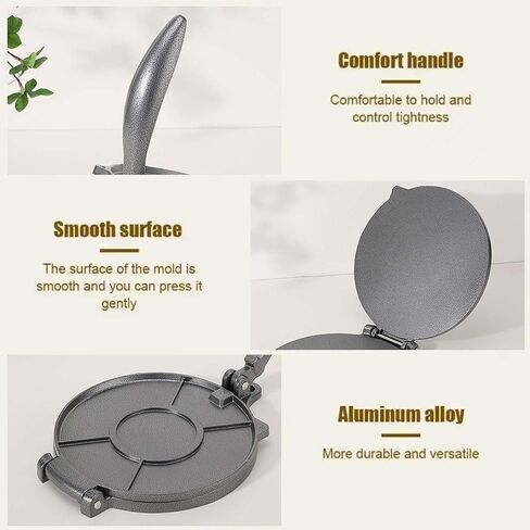 8 Inch Flour Tortilla Press, Aluminum Alloy Tortilla Maker, Roti Maker, Taco Maker, Taco Press, Dark Gray in Kuwait
