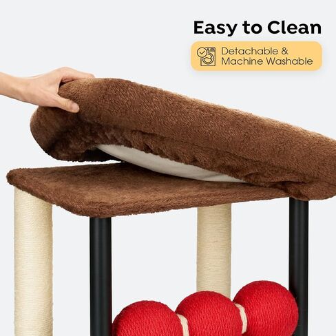 شجرة قطط صغيرة Veehoo، عمود خدش للقطط مع سرير علوي عريض مقاس 17 × 13 بوصة، برج قطط قوي مقاس 20.5 بوصة مع أعمدة خدش سيزال طبيعية وكرات قابلة للدوران للمساحات الصغيرة والقطط in Kuwait