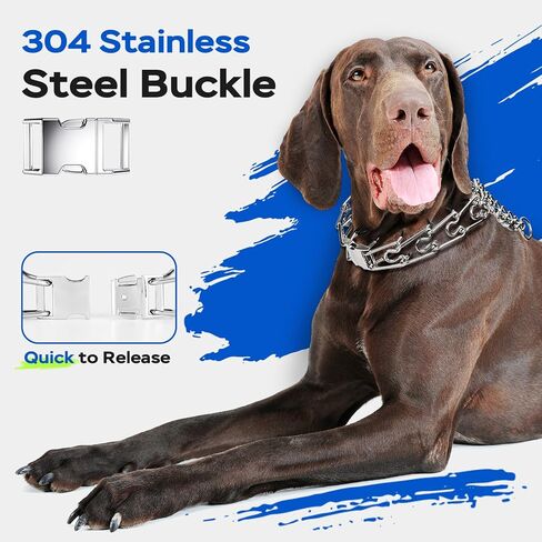 طوق مسنن للكلاب الكبيرة والمتوسطة والصغيرة، طوق خانق من الفولاذ المقاوم للصدأ للكلاب مزود بإبزيم تحرير سريع in Kuwait