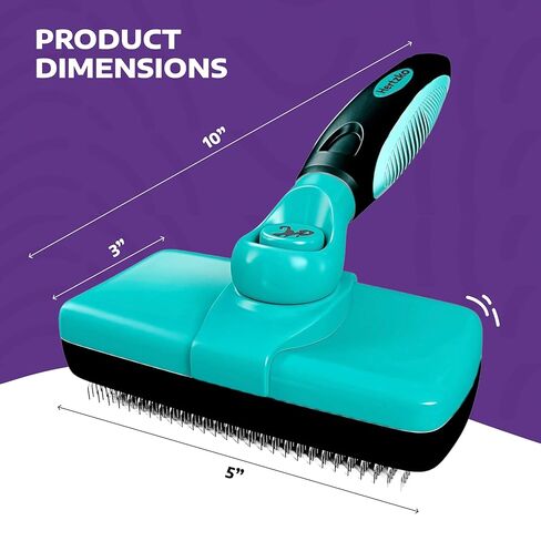 Hertzko Dog Brush for Shedding - Self Cleaning Slicker Brush for Dogs and Cats - Gently Removes Loose Hair, Tangles, and Dirt - Grooming Comb Suitable for Long or Short Coats - Aqua in Kuwait
