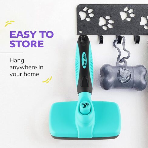 Hertzko Dog Brush for Shedding - Self Cleaning Slicker Brush for Dogs and Cats - Gently Removes Loose Hair, Tangles, and Dirt - Grooming Comb Suitable for Long or Short Coats - Aqua in Kuwait