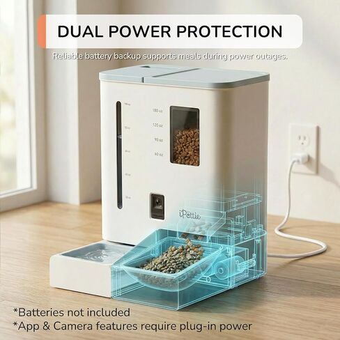 iPettie FW54 إصدار الكاميرا وحدة تغذية أوتوماتيكية للقطط وموزع مياه، تحكم في تطبيق WiFi 5G/2.4 جيجا هرتز، فيديو 2K HD مع رؤية ليلية، فلتر مياه قابل للاستبدال، سعة كبيرة 300 أونصة لمدة أسبوعين in Kuwait