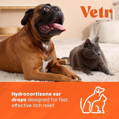 vetr Anti-Itch Ear Drops for Dogs - Topical Ear Comfort Support Solution - 2 oz (60mL) - Vet-Formulated in USA in Kuwait