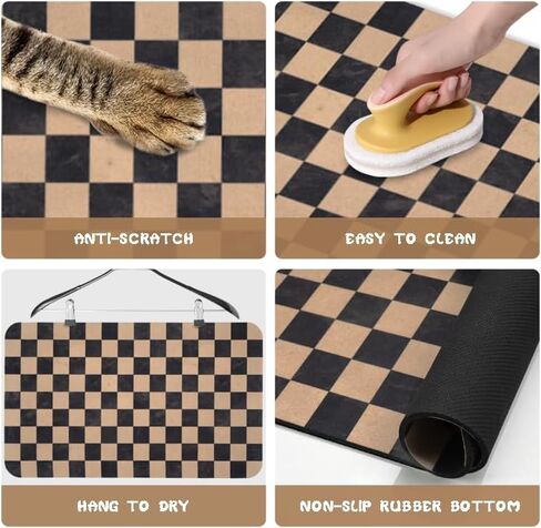 Dog Food Mats for Floors Waterproof, Pet Water Bowl Mats Pet Feeding Absorbent Placemats Plaid 12 * 20 inch in Kuwait