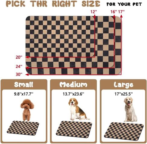 Dog Food Mats for Floors Waterproof, Pet Water Bowl Mats Pet Feeding Absorbent Placemats Plaid 12 * 20 inch in Kuwait