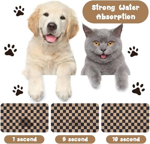 Dog Food Mats for Floors Waterproof, Pet Water Bowl Mats Pet Feeding Absorbent Placemats Plaid 12 * 20 inch in Kuwait