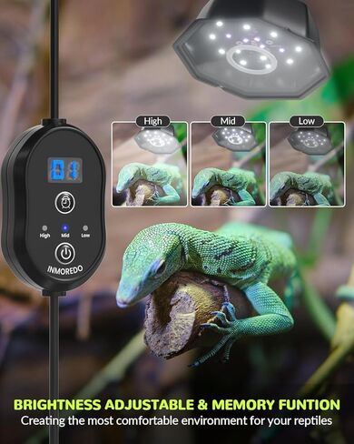 ضوء LED UVB للزواحف، UVB 5.0/10.0 ضوء الزواحف قابل للتعديل، مصباح الزواحف ذو السطوع القابل للتعديل مع مؤقت للغابات المطيرة والزواحف الصحراوية in Kuwait