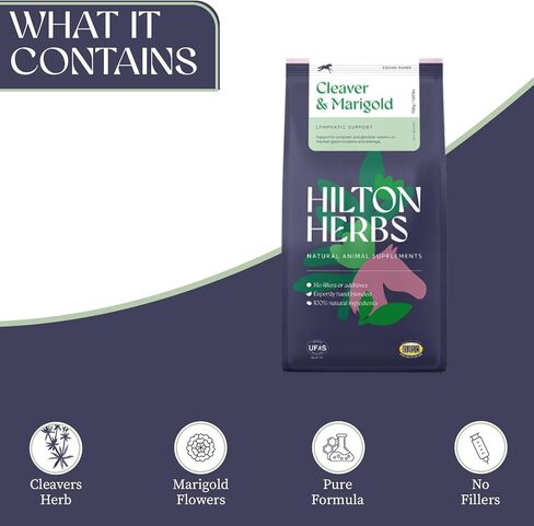Hilton Herbs Cleavers & Marigold Lymphatic Support Horse Supplement, 1.65 lb Bag – Herbal Blend for Horses & Ponies, Supports Healthy Legs, Skin & Coat in Kuwait