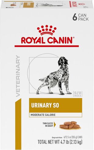 Royal Canin Veterinary Diet Canine Urinary SO Moderate Calorie Adult Thin Slices in Gravy Dog Food, 12.5 oz (Pack of 12) in Kuwait