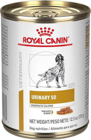 Royal Canin Veterinary Diet Canine Urinary SO Moderate Calorie Adult Thin Slices in Gravy Dog Food, 12.5 oz (Pack of 12) in Kuwait