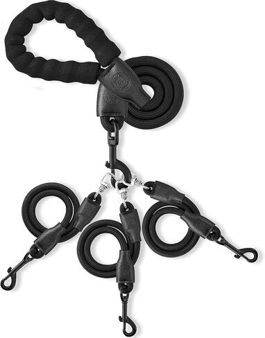 Heavy Duty 3 in 1 Dog Leash, 360 Swivel No Tangle No Pull Climbing Rope Leash Control for Small Medium and Large Dogs for Walking Training Dual Dog - Three Dogs (Black, S/20-50 ibs) in Saudi Arabia