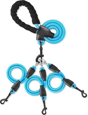Heavy Duty 3 in 1 Dog Leash, 360 Swivel No Tangle No Pull Climbing Rope Leash Control for Small Medium and Large Dogs for Walking Training Dual Dog - Three Dogs (Black, S/20-50 ibs) in Saudi Arabia