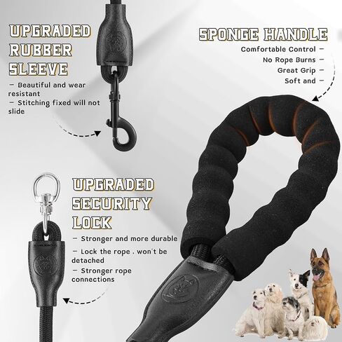Heavy Duty 3 in 1 Dog Leash, 360 Swivel No Tangle No Pull Climbing Rope Leash Control for Small Medium and Large Dogs for Walking Training Dual Dog - Three Dogs (Black, S/20-50 ibs) in Saudi Arabia