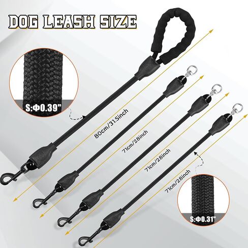 Heavy Duty 3 in 1 Dog Leash, 360 Swivel No Tangle No Pull Climbing Rope Leash Control for Small Medium and Large Dogs for Walking Training Dual Dog - Three Dogs (Black, S/20-50 ibs) in Saudi Arabia