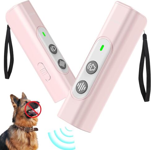 Anti Barking Device for Dogs - Dog Bark Deterrent Devices for Stopping Bad Dog Behavior - Ultrasonic Dog Bark Deterrent, Refuse to Shout and Slap - Best Anti Barking Device Rechargeable（Pink） in Kuwait