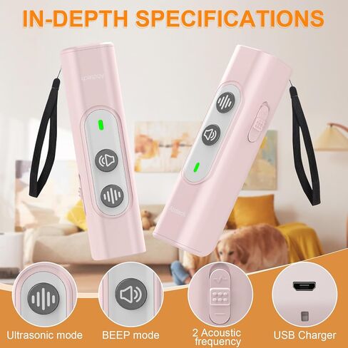 Anti Barking Device for Dogs - Dog Bark Deterrent Devices for Stopping Bad Dog Behavior - Ultrasonic Dog Bark Deterrent, Refuse to Shout and Slap - Best Anti Barking Device Rechargeable（Pink） in Kuwait