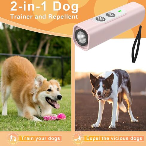 Anti Barking Device for Dogs - Dog Bark Deterrent Devices for Stopping Bad Dog Behavior - Ultrasonic Dog Bark Deterrent, Refuse to Shout and Slap - Best Anti Barking Device Rechargeable（Pink） in Kuwait