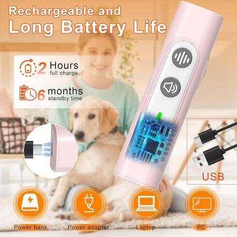 Anti Barking Device for Dogs - Dog Bark Deterrent Devices for Stopping Bad Dog Behavior - Ultrasonic Dog Bark Deterrent, Refuse to Shout and Slap - Best Anti Barking Device Rechargeable（Pink） in Kuwait