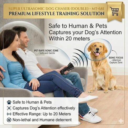 Ultrasonic Dog Bark Deterrent Device for Dogs | Pet Gentle Trainer Ultrasonic for Dogs that Helps Stop Dog Barking with an Anti Barking Device | Ultrasonic Dog Repeller for Training & Behaviour Aid in Kuwait