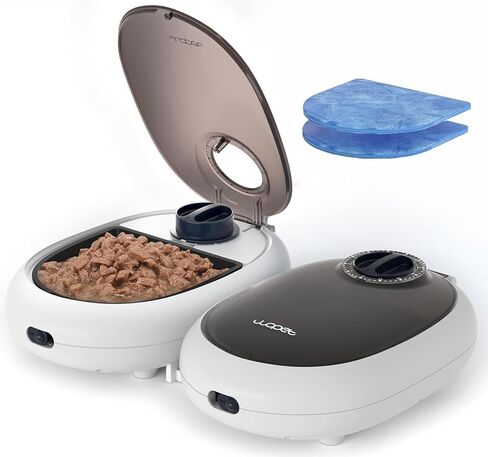WOPET Automatic Cat Feeder– 48H Programmable Pet Food Dispenser with Ice Pack for Freshness, Yogurt & Canned Meals – Perfect for Cats, Kittens & Small Dogs in Saudi Arabia