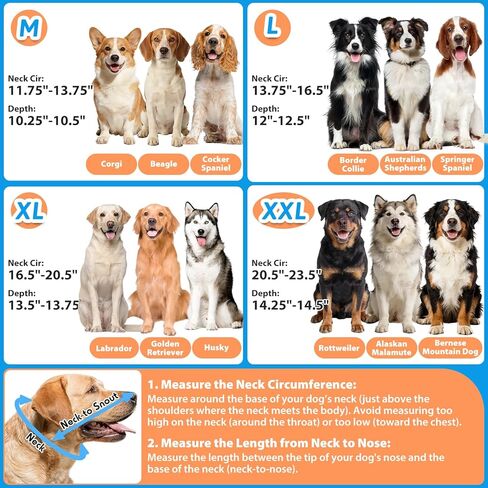 Extended Dog Cone to Stop Licking, Adjustable Depth, Transparent Recovery Collar for Large Medium Dogs, Soft E-Collar After Surgery Neuter with Reflective Strip for Night Visibility XL in Kuwait