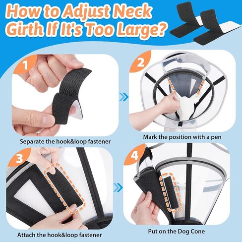 Extended Dog Cone to Stop Licking, Adjustable Depth, Transparent Recovery Collar for Large Medium Dogs, Soft E-Collar After Surgery Neuter with Reflective Strip for Night Visibility XL in Kuwait