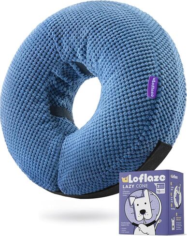 طوق مخروطي للكلاب قابل للنفخ من loflaze - طوق مخروطي على شكل كعكة على شكل كعكة للكلاب بديل بعد الجراحة - مخروط ناعم للكلاب الكبيرة والمتوسطة والقطط - طوق بديل للتعافي على شكل حرف E (أصفر، XXL) in Kuwait