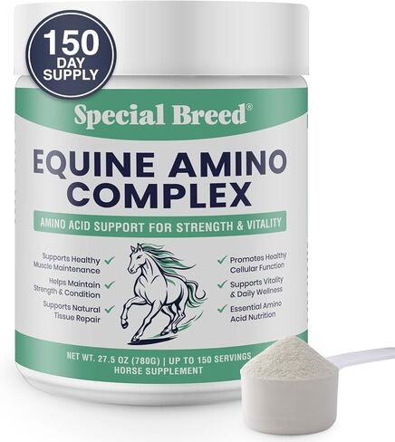150-Day Supply Horse Amino Acid Supplement - Equine Amino Complex for Muscle, Topline & Recovery Support - Supports Strength, Tissue Repair & Vitality - Daily Horse Supplement Powder in Kuwait