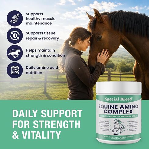 150-Day Supply Horse Amino Acid Supplement - Equine Amino Complex for Muscle, Topline & Recovery Support - Supports Strength, Tissue Repair & Vitality - Daily Horse Supplement Powder in Kuwait