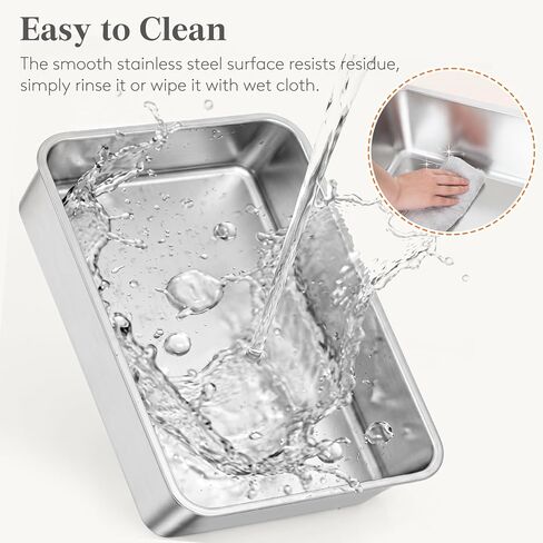 Lifewit Stainless Steel Litter Box for Kitty, Small Metal Cat Litter Tray with Non-Slip Pads, Anti-Leakage Top Entry and High Sided, Easy to Clean, 17.7" L×13.8" W×8.3" H, Gray in Saudi Arabia