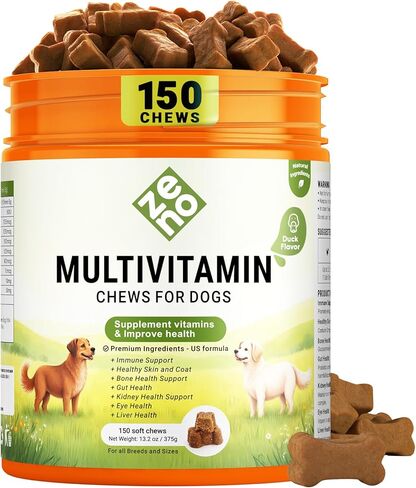 ZENO Dog Vitamins and Supplements - 150 Dog Multivitamin Chewable - Immune, Joint Support, Skin, Gut Health + Packed with Omega 3s, Glucosamine & Probiotics - Safe for Puppy - Chicken in Saudi Arabia