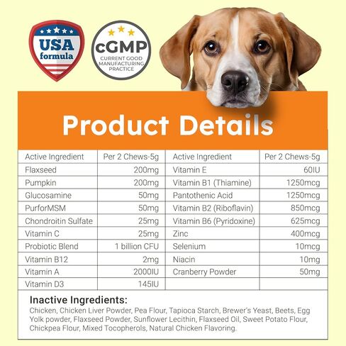 ZENO Dog Vitamins and Supplements - 150 Dog Multivitamin Chewable - Immune, Joint Support, Skin, Gut Health + Packed with Omega 3s, Glucosamine & Probiotics - Safe for Puppy - Chicken in Saudi Arabia