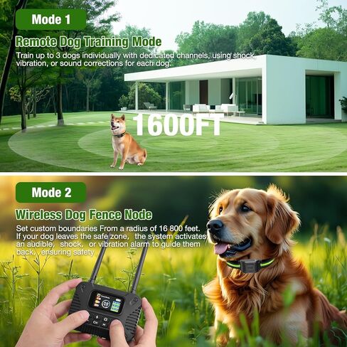 Wireless Dog Fence 2.4GHz Electric Fence for Dogs Wireless Fence for Dogs Portable Electric Dog Fence with Waterproof and Rechargeable Dog Training Collar in Saudi Arabia