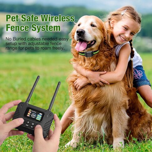 Wireless Dog Fence 2.4GHz Electric Fence for Dogs Wireless Fence for Dogs Portable Electric Dog Fence with Waterproof and Rechargeable Dog Training Collar in Saudi Arabia