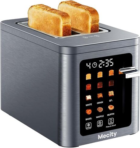 Mecity 2 Slice Toaster Smart Touchscreen, Stainless Steel Wide Slot Toasters Defrost, Reheat, Memory Function, Auto Shutoff, Digital Electric Bread Toaster for Bagel Muffin Waffle, 120V in Kuwait