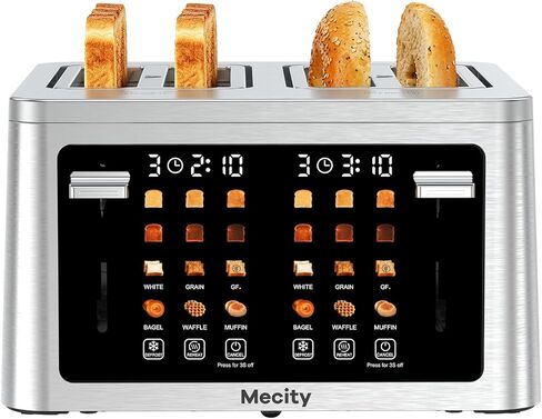 Mecity 2 Slice Toaster Smart Touchscreen, Stainless Steel Wide Slot Toasters Defrost, Reheat, Memory Function, Auto Shutoff, Digital Electric Bread Toaster for Bagel Muffin Waffle, 120V in Kuwait