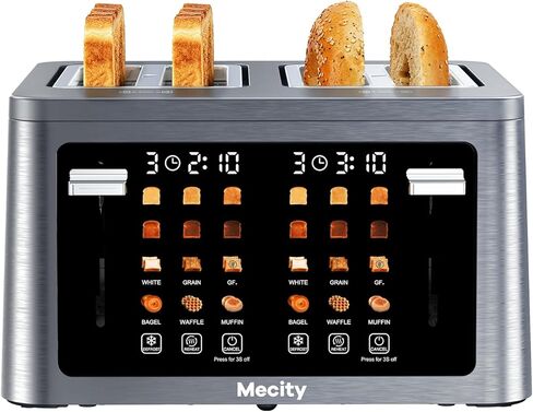 Mecity 2 Slice Toaster Smart Touchscreen, Stainless Steel Wide Slot Toasters Defrost, Reheat, Memory Function, Auto Shutoff, Digital Electric Bread Toaster for Bagel Muffin Waffle, 120V in Kuwait