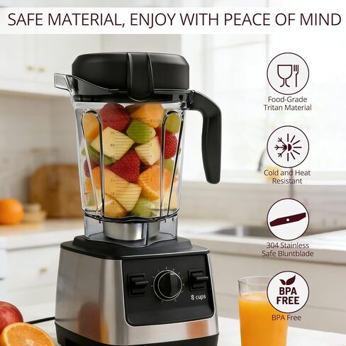 حاوية إبريق خلاط منخفضة الحجم 64oz، متوافقة مع Vitamix 5200 750 7500 6300 VM0102 VM0103 VM0197 E310 Classic/Explorian/Commercial Series، خالية من BPA، كوب برطمان بديل in Kuwait