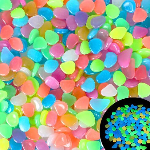 Kaiyuan Dynasty Glow in The Dark Rocks أحجار ديكور خارجية 100 قطعة أحجار وردية متوهجة صخور متوهجة حصى مضيئة ديكورات خارجية للممرات والحدائق والأرصفة in Kuwait