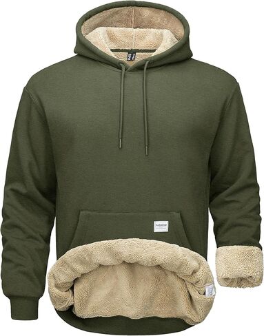 MAGCOMSEN Men's Hoodie Pullover Fleece Sweatshirts Heavyweight Sherpa Lined Thick Warm Winter Hoodies with Kangaroo Pocket in Saudi Arabia
