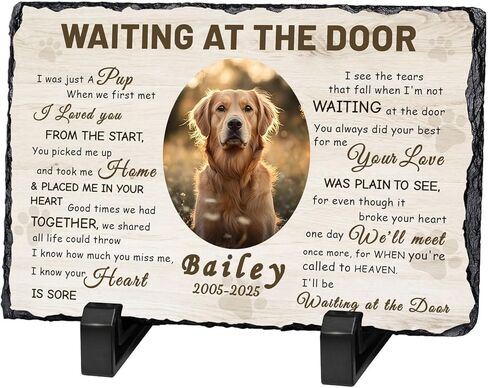 Ships Next Day Personalized Dog Memorial Gifts for Loss of Dog, Custom Pet Memorial Stone with Photo Name Date Bereavement Sympathy Gift for Dog Cat Lover in Kuwait