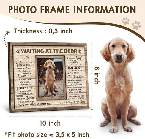 Dog Memorial Wooden Frame - Pet Photo Frame 8''x10'' with Meaningful Quote, in Loving Memory of Pup - Dog Loss Bereavement Keepsake, Wall Hanging, Table Decor - Sympathy Gifts for Pet Lover in Kuwait
