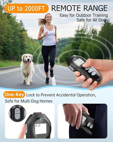 Dog Shock Collar with Remote Control - Shock Collar for Dogs IPX7 Waterproof Dog Training Collar with Beep Vibration Static Correction Flashlight Long-Lasting Battery Safe Training for dogs 10–120 lbs in Kuwait